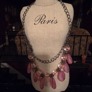 Elegant Pink and Silver Necklace